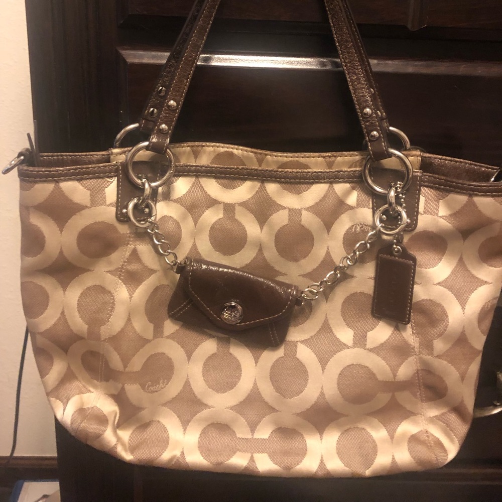 Tan canvas Coach bag
